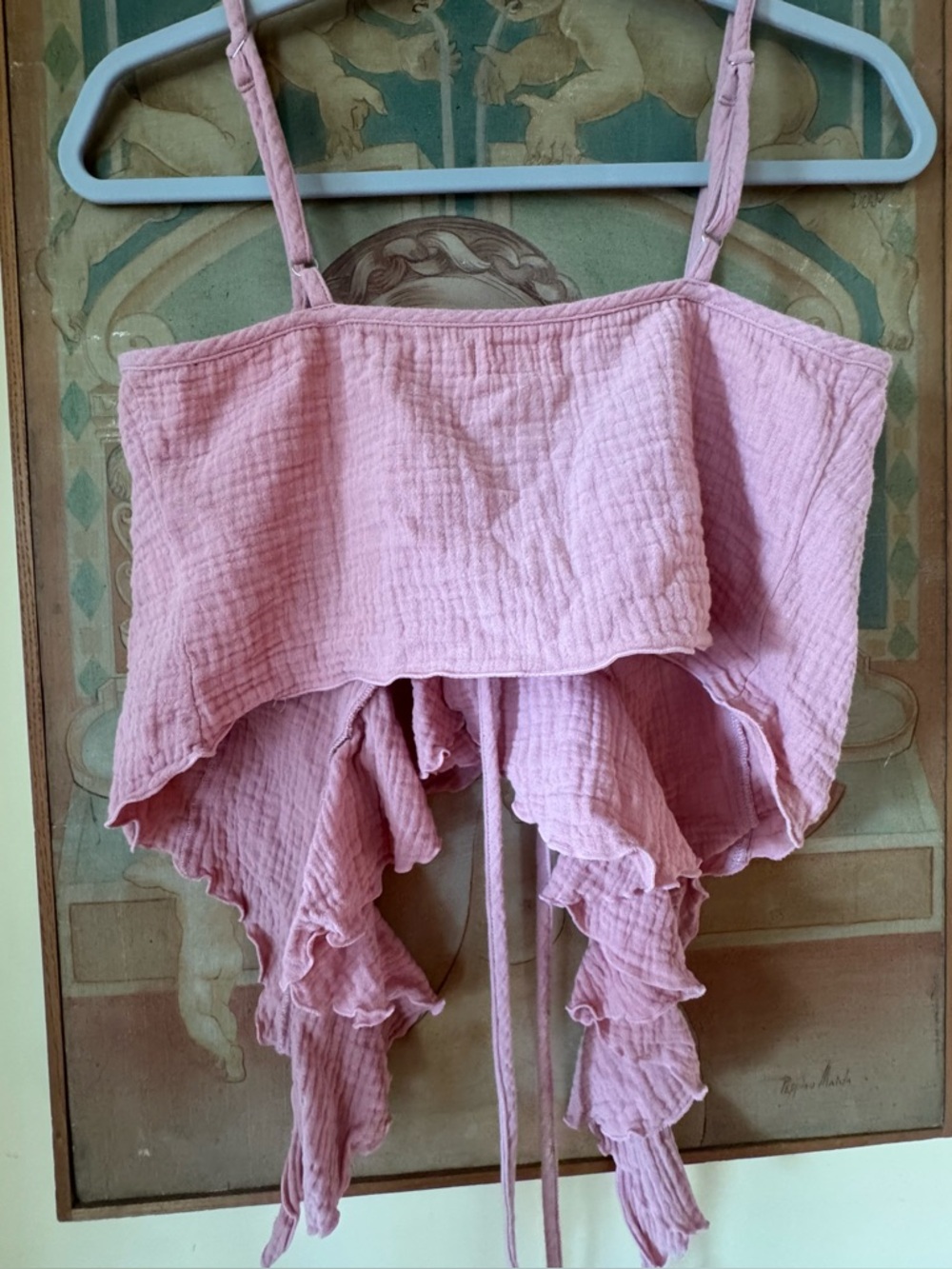 Puri Pink Tie-Front Ruffle Cami Top - Picture 4 of 4